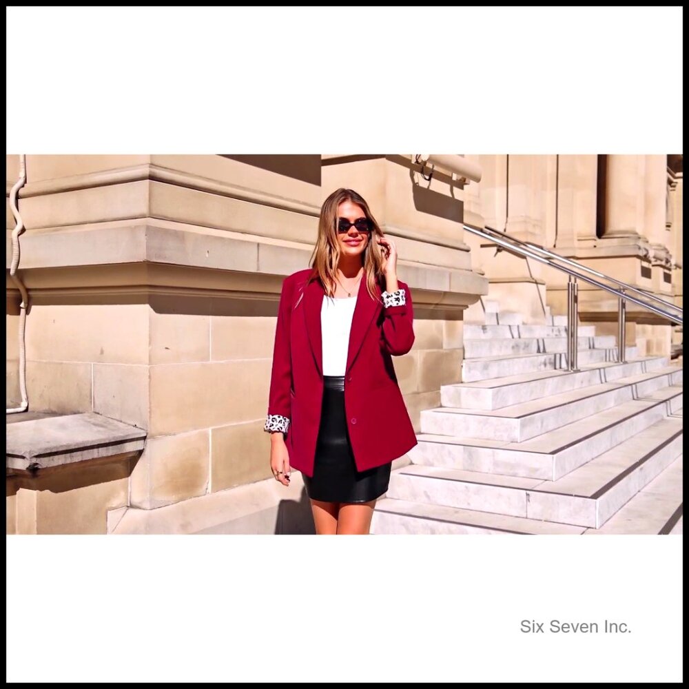 Leopard Printed Lining Open Front Blazer For Busi… - image 7